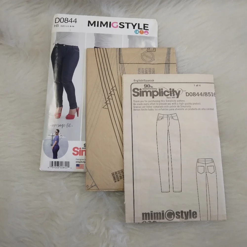 SIMPLICITY D0844 Sz 6-14 MimiG Style Skinny Jeans In Aversge Slim And Curvy Fit